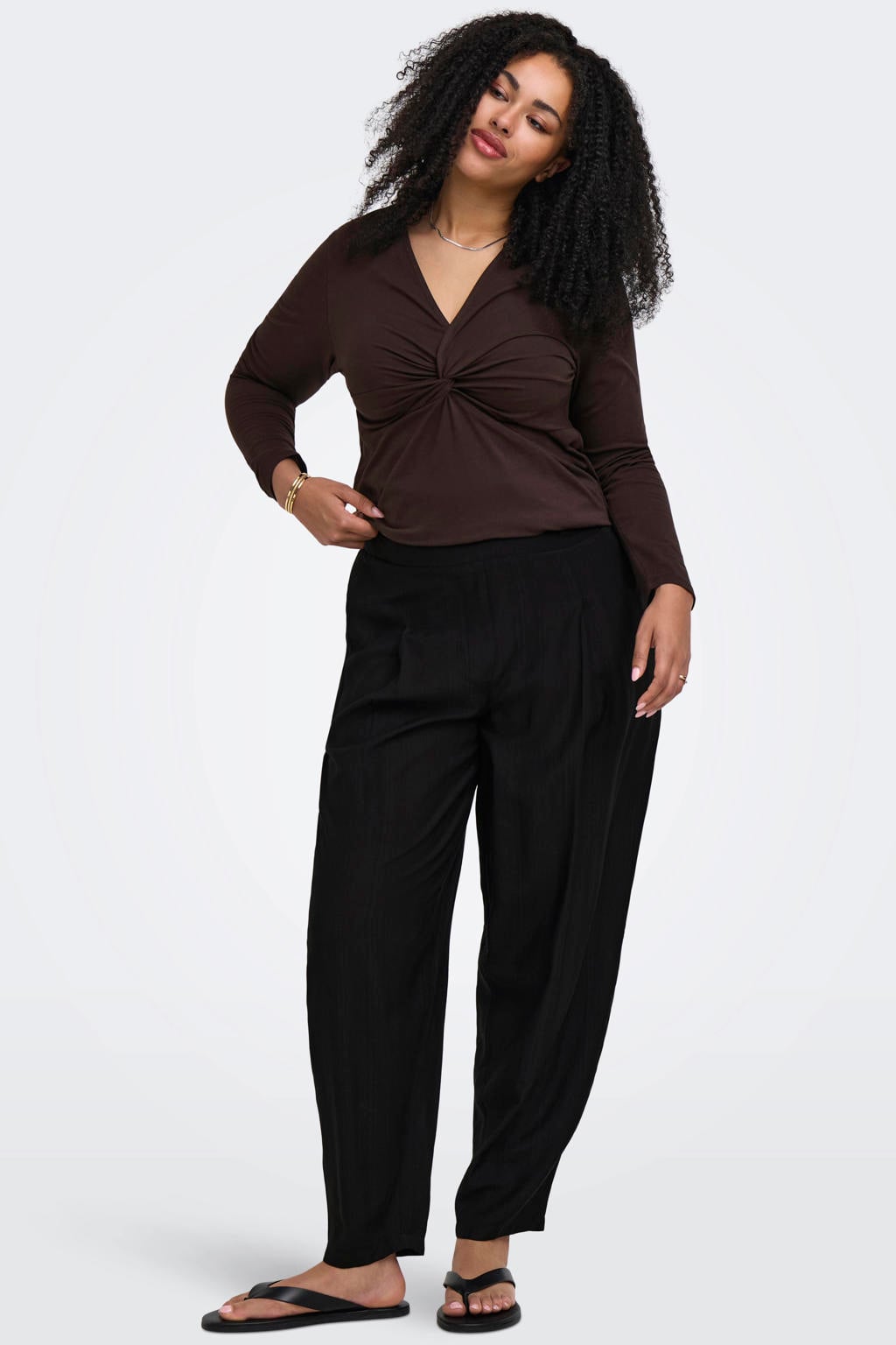 ONLY CARMAKOMA barrel casual broek Plus Size - zwart
