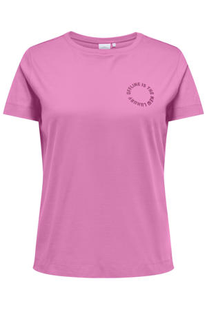 top Plus Size met tekst - roze