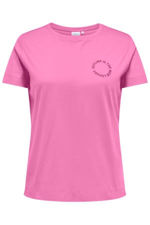 top Plus Size met tekst - roze