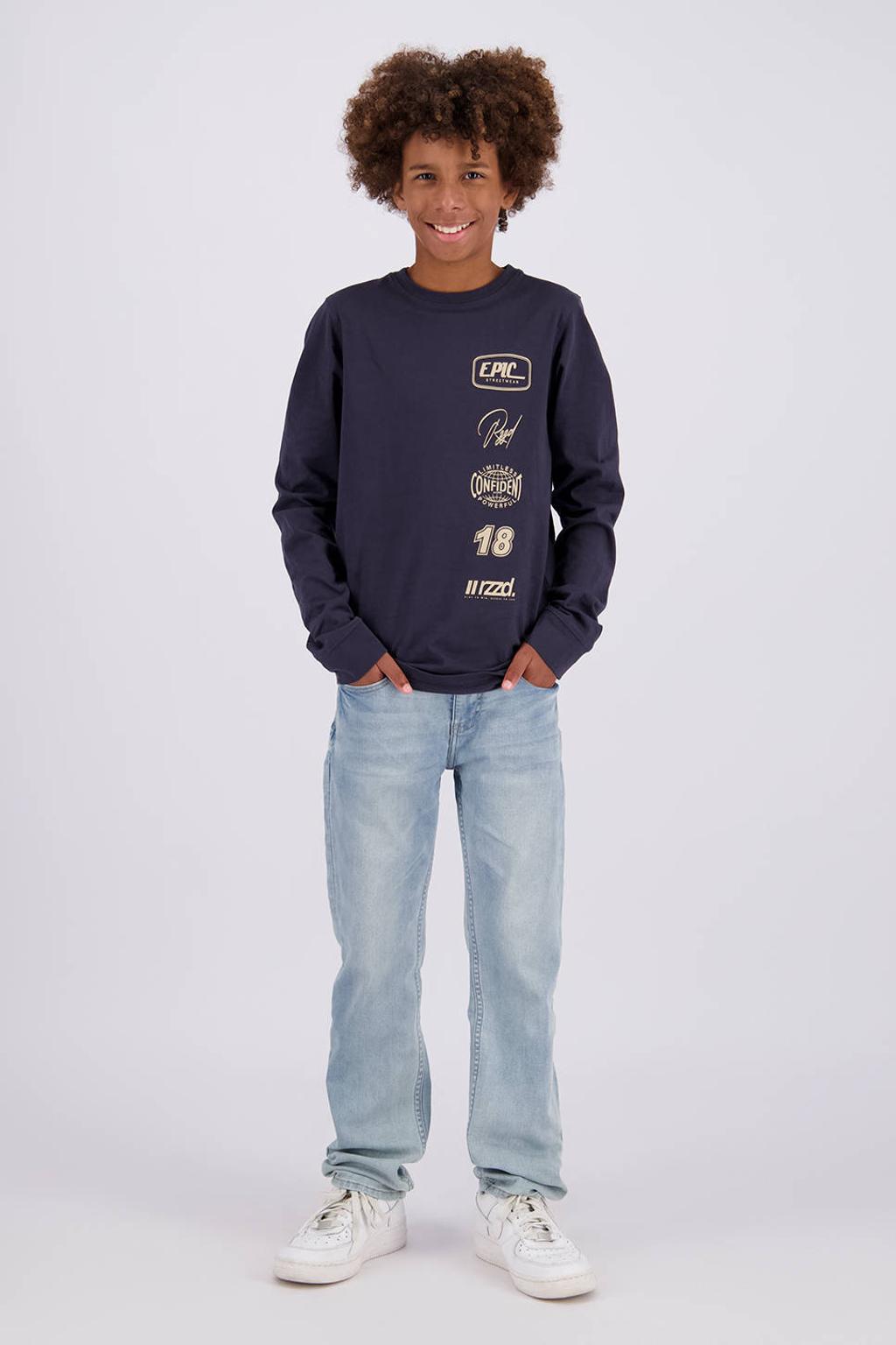Light blue denim jongens Raizzed Berlin straight leg jeans Light Blue Stone van denim met rits- en knoopsluiting en effen