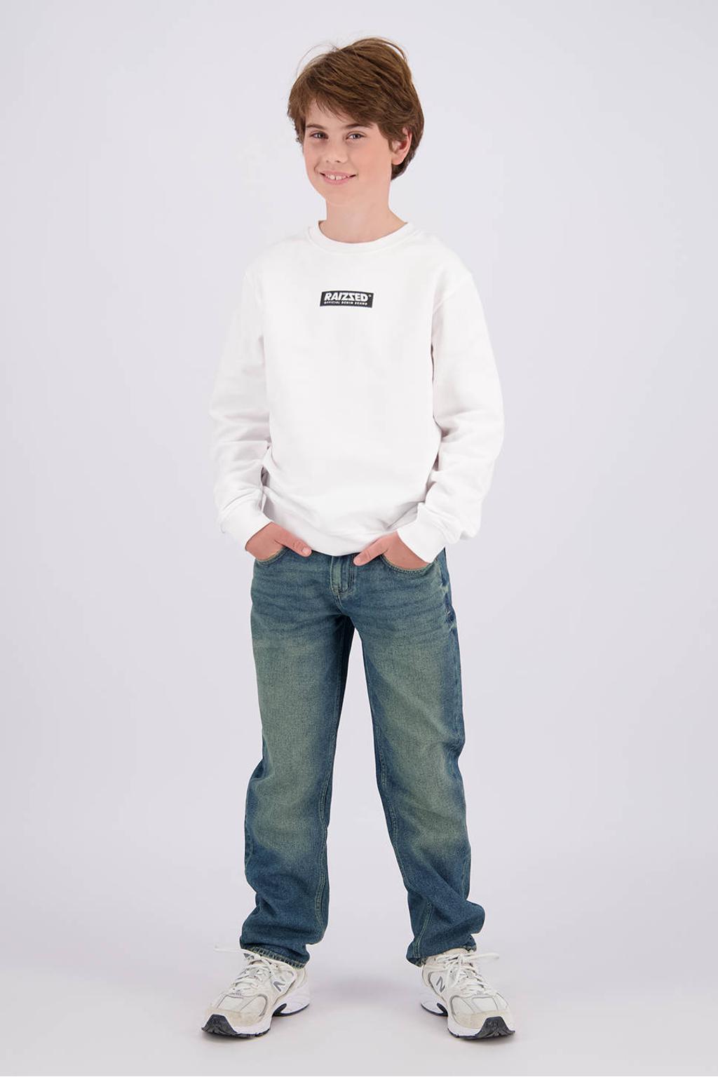 Medium blue denim jongens Raizzed Denver straight leg jeans mediumblauw van denim met rits- en knoopsluiting en effen