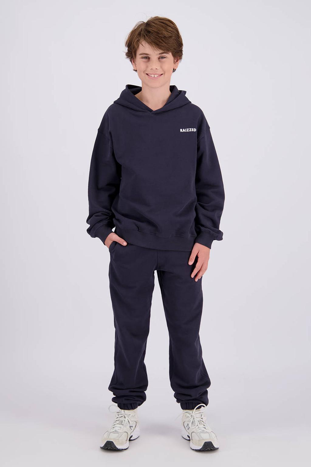 Zwarte jongens Raizzed regular fit joggingbroek van katoen met elastische tailleband met koord en effen