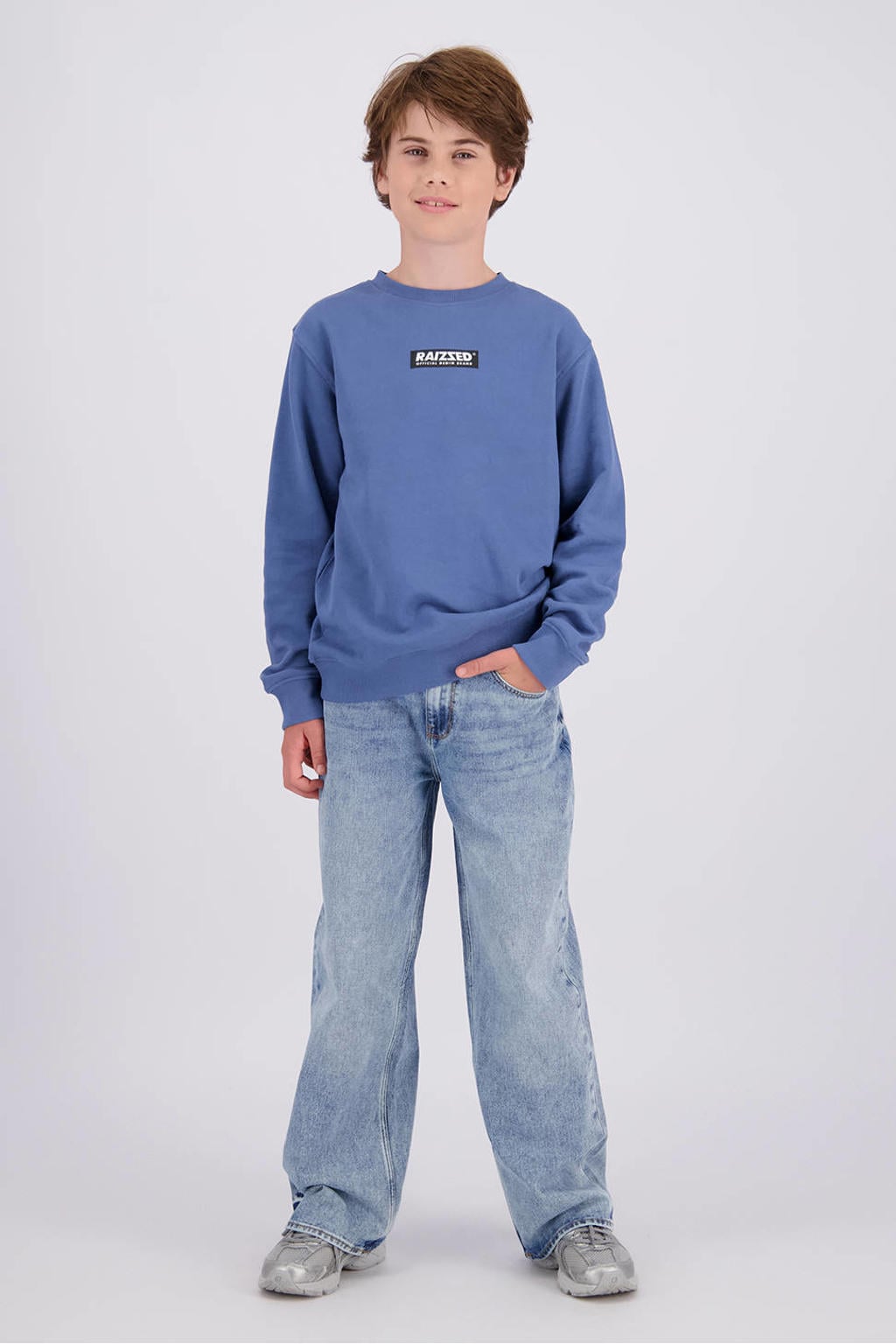 Light blue denim jongens Raizzed Juarez baggy loose fit jeans van denim met regular waist en effen