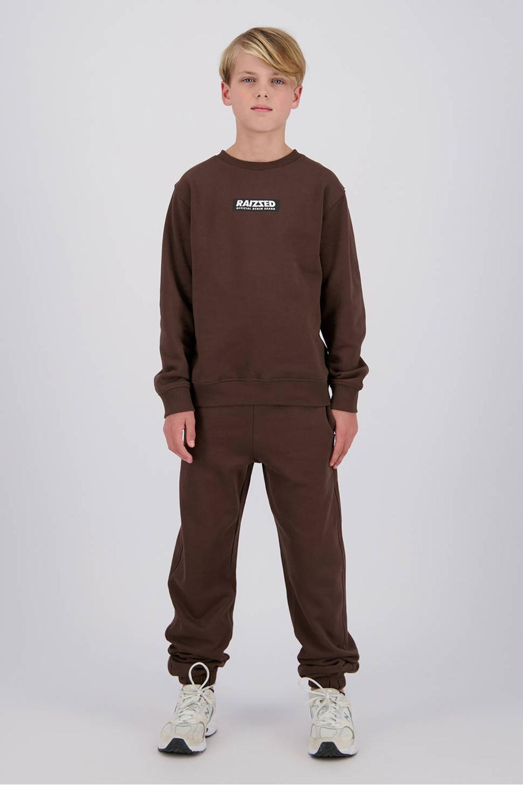 Camelkleurige jongens Raizzed regular fit joggingbroek van katoen met elastische tailleband met koord en effen