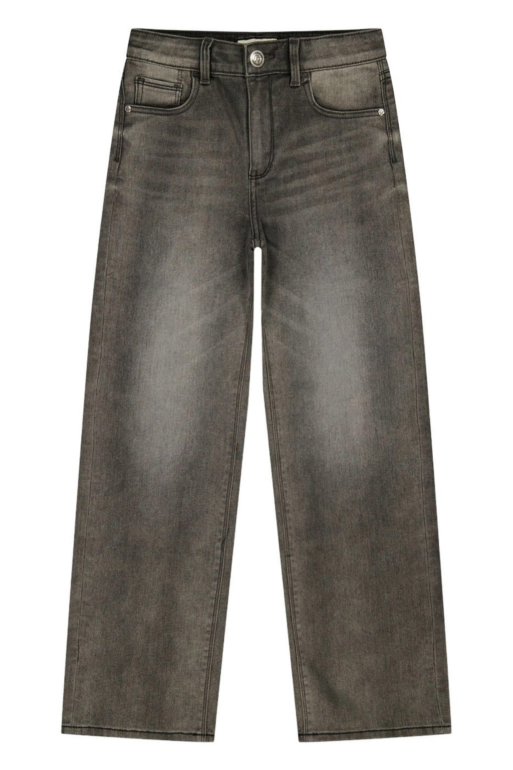 Grey denim meisjes Raizzed Mississippi wide leg jeans van denim met rits- en knoopsluiting en effen