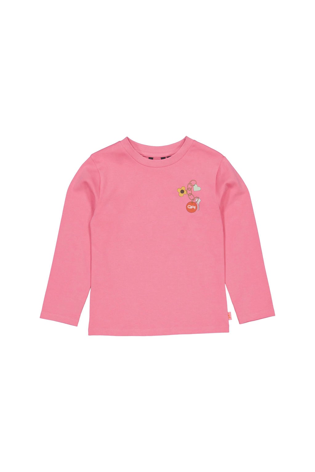 Roze meisjes QPI longsleeve van katoen met backprint, lange mouwen en ronde hals