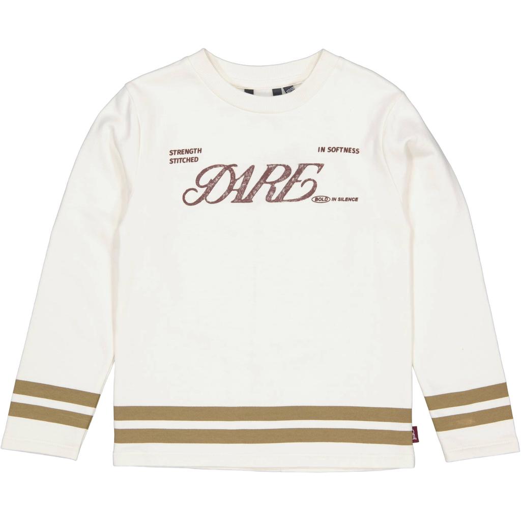 Witte meisjes QPI longsleeve van katoen met backprint, lange mouwen en ronde hals