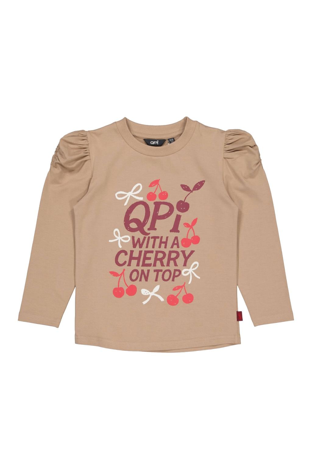 QPI longsleeve met print en tekst - beige