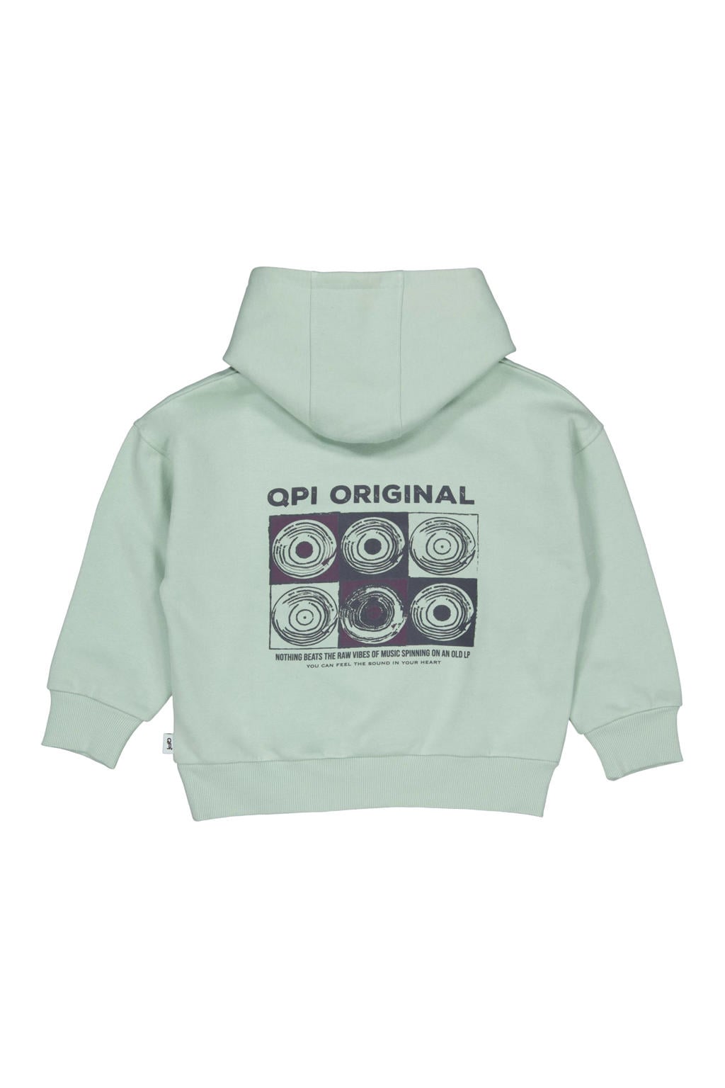 Blauwe jongens QPI hoodie van katoen met backprint, lange mouwen en capuchon