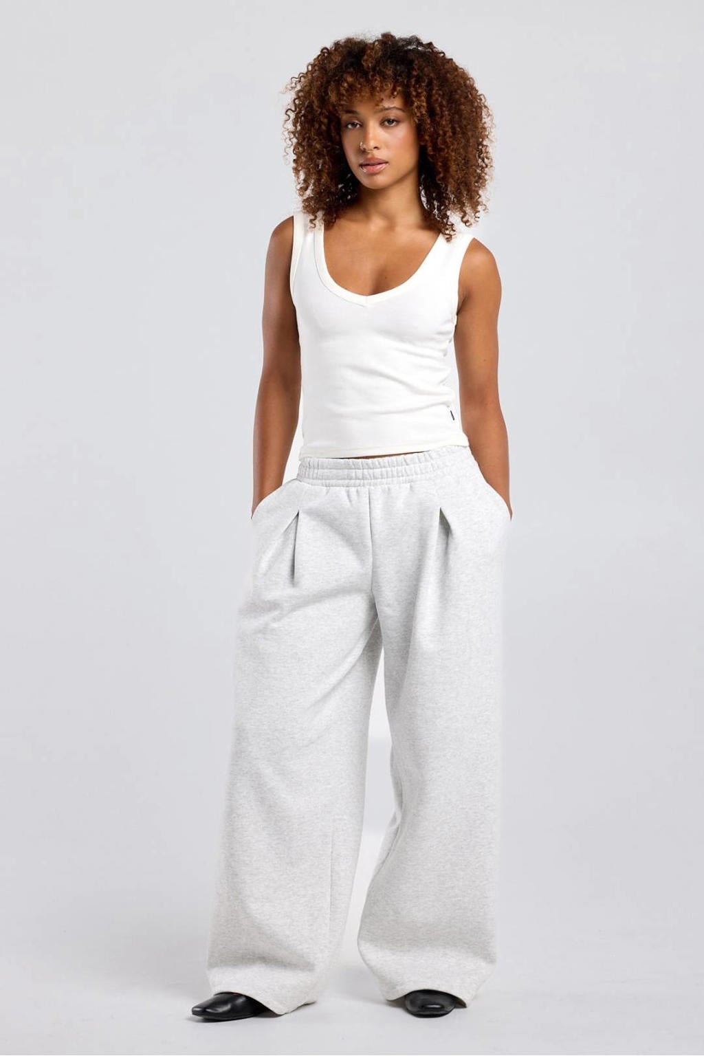 America Today wide leg broek - lichtgrijs