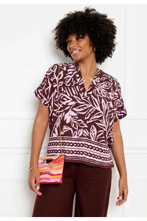 gebloemde blouse - bruin