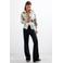 Desigual regular waist flared broek met print - zwart