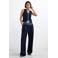 Desigual regular waist wide leg broek met krijtstreep - blauw