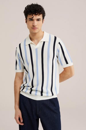 regular fit gestreepte polo - ecru