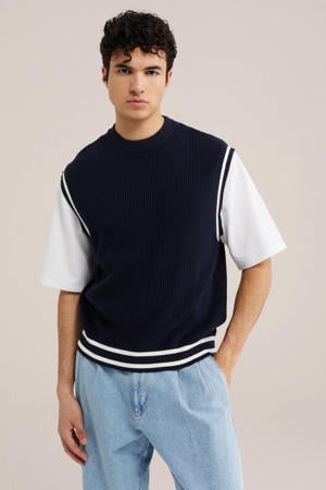 regular fit gebreide spencer - donkerblauw