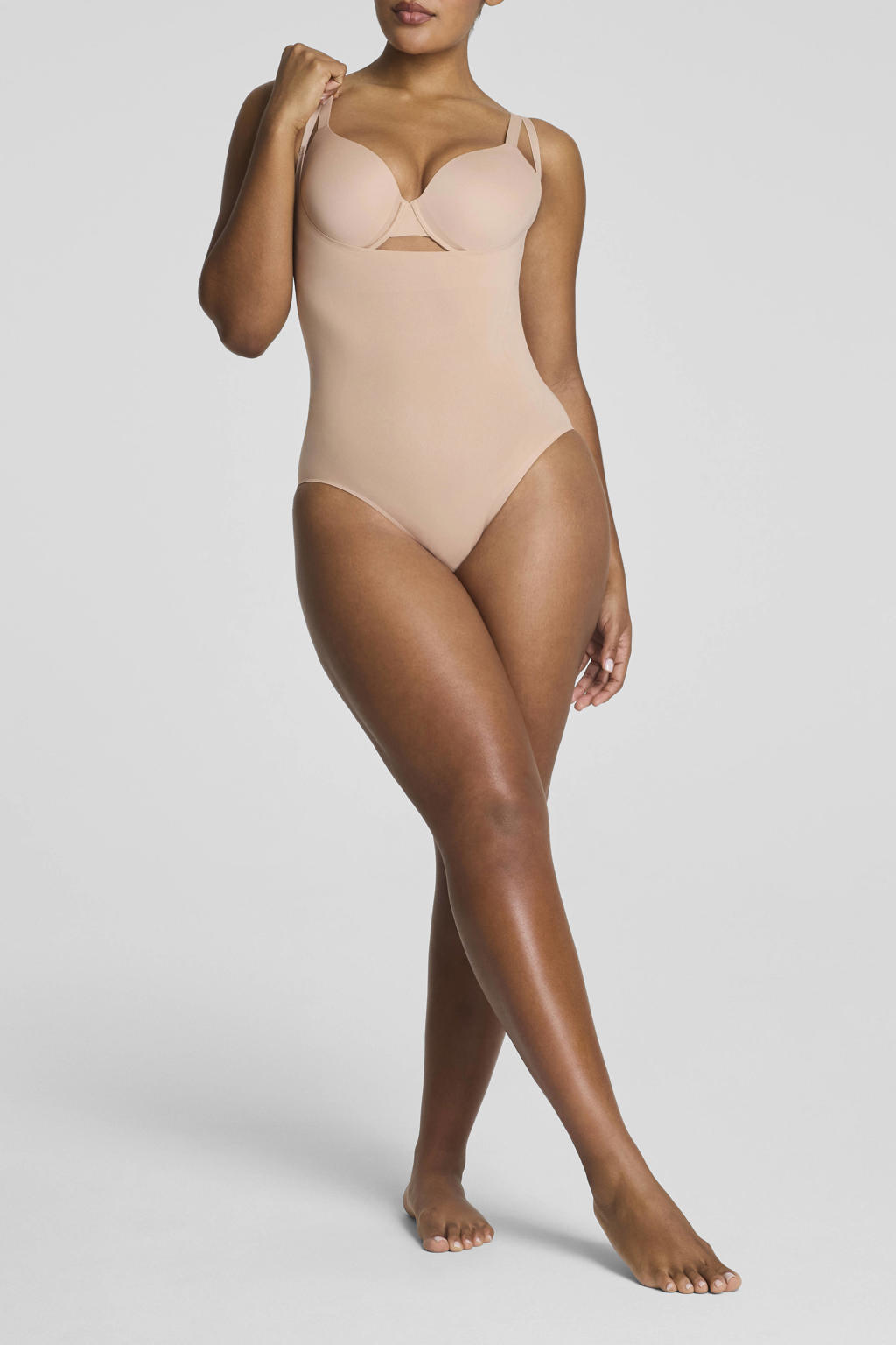 SPANXsculpt™ GoFigure Open Bust Bodysuit niet-voorgevormde sterk corrigerende body - lichtbeige