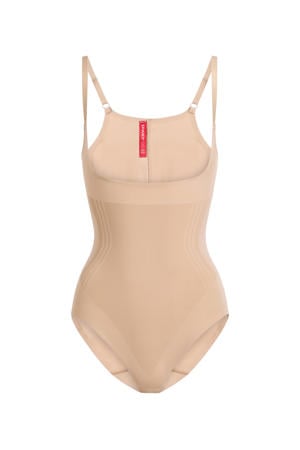 seamless sterk corrigerende body Open Bust Bodysuit - lichtbeige