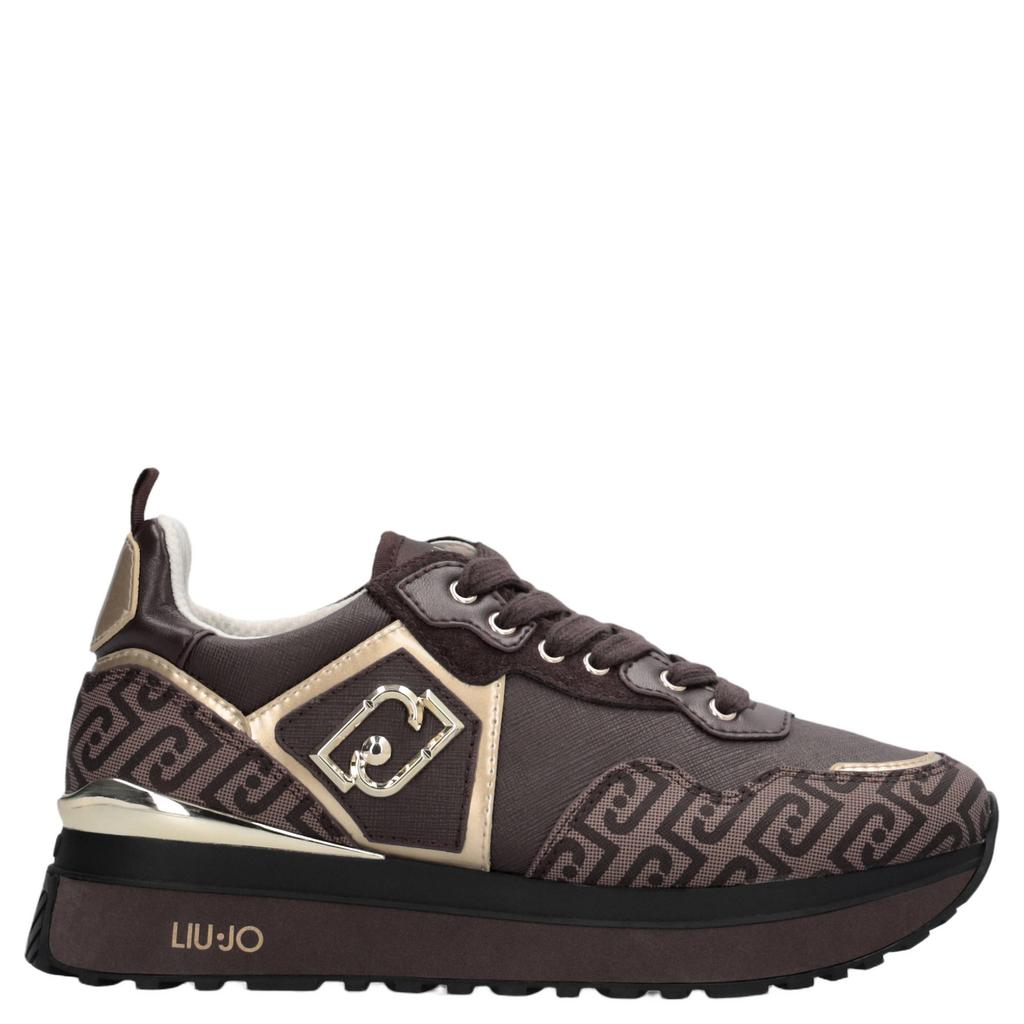 Bruine dames Liu Jo Maxi Wonder 01 imitatieleren sneakers - van 85% polyurethaan/15% leer met veters