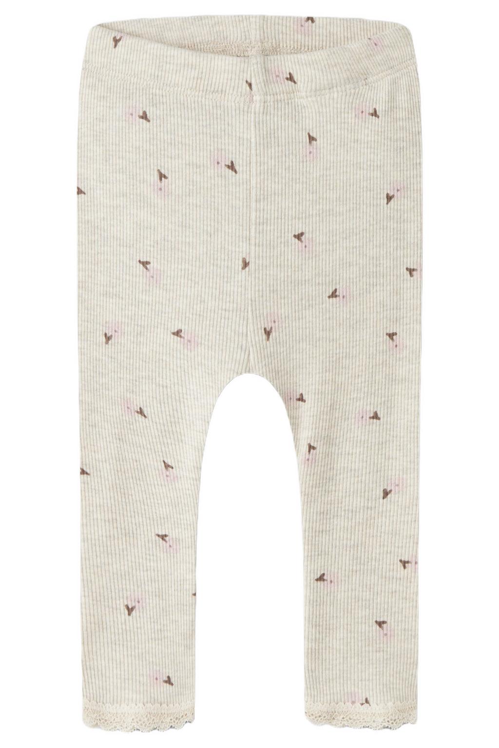 Beige meisjes NAME IT BABY legging van stretchkatoen met elastische tailleband