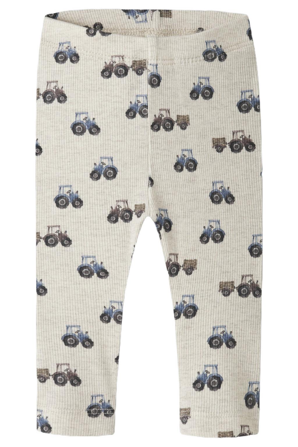 Beige jongens NAME IT BABY regular fit gebreide casual broek van stretchkatoen met elastische tailleband