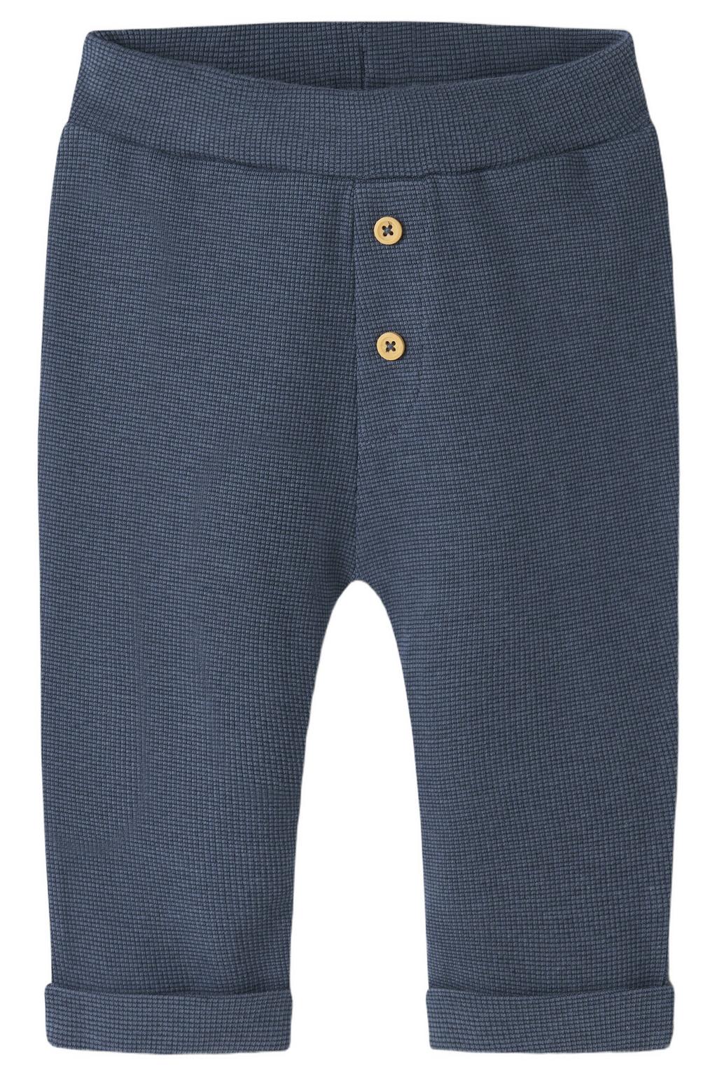 Blauwe jongens NAME IT BABY katoenen regular fit gebreide babybroek met elastische tailleband