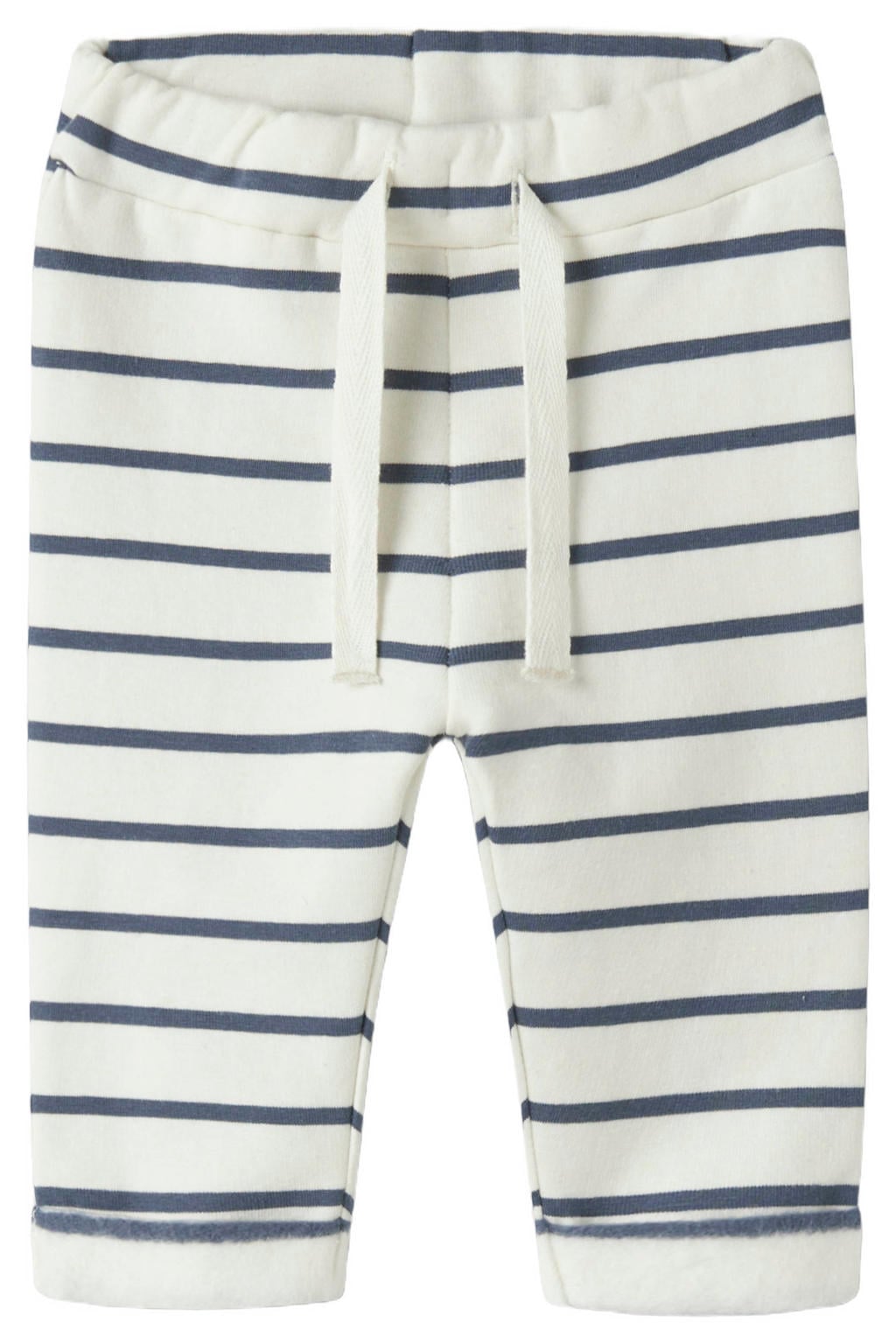 Ecru en blauwe jongens NAME IT BABY regular fit gestreepte joggingbroek van sweat materiaal met elastische tailleband met koord