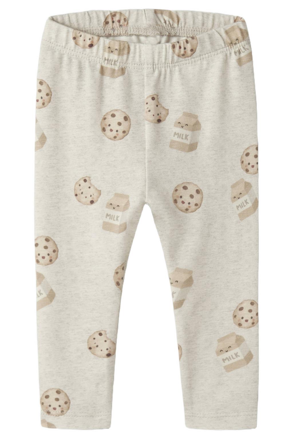 Beige NAME IT BABY katoenen regular fit babybroek met elastische tailleband