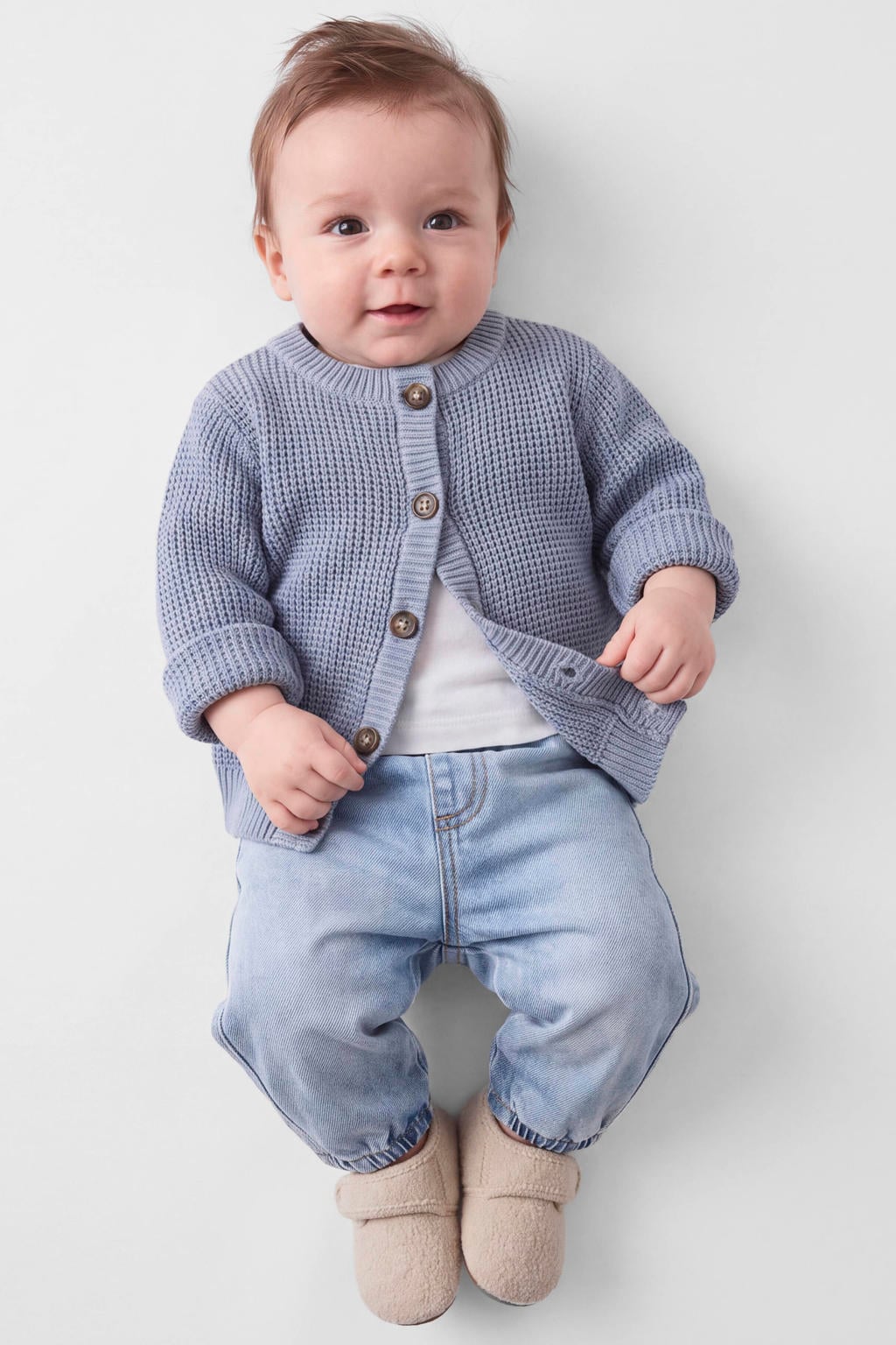 NAME IT BABY katoenen gebreid vest - blauw