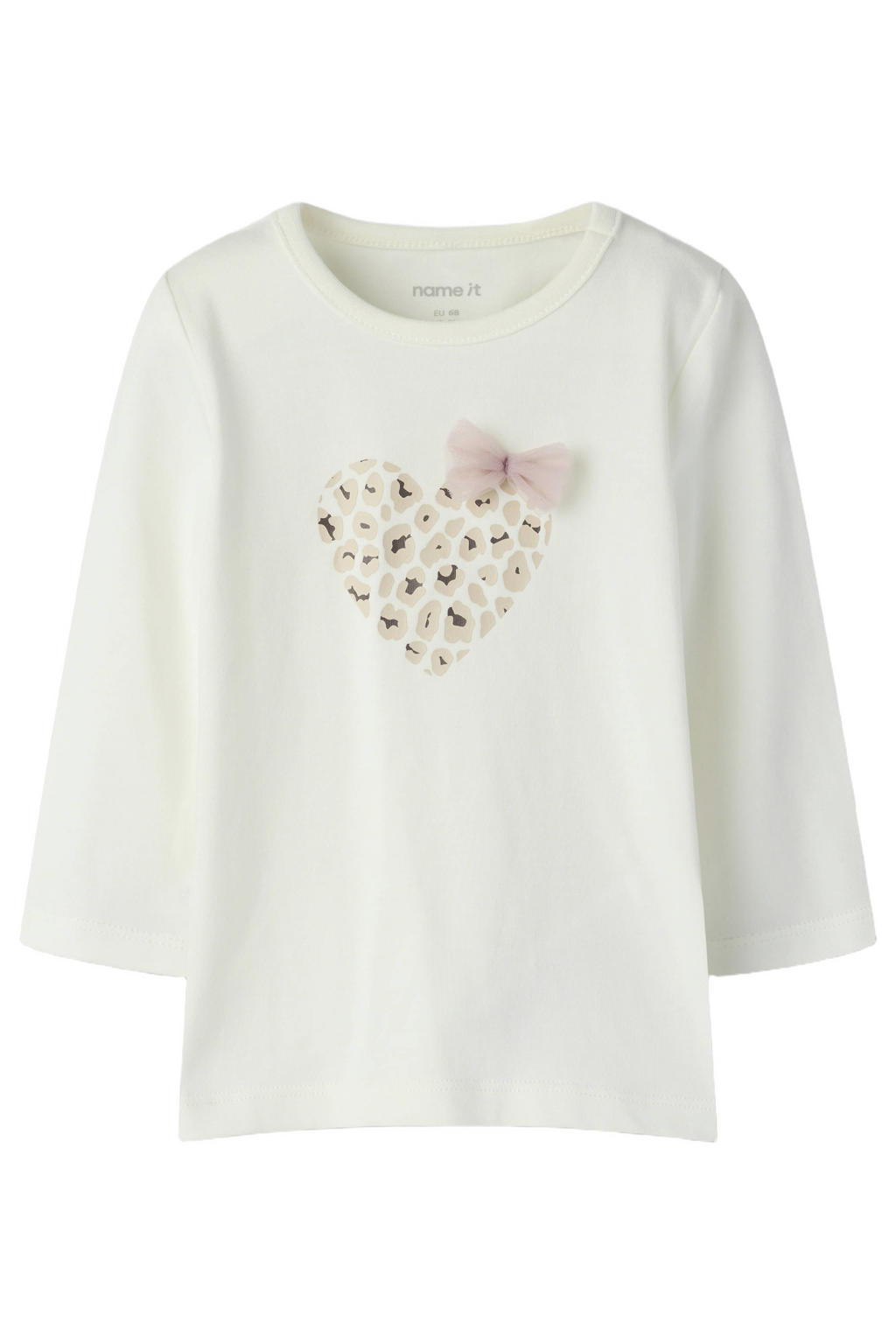 Witte meisjes NAME IT BABY van katoen met printopdruk, lange mouwen en ronde hals