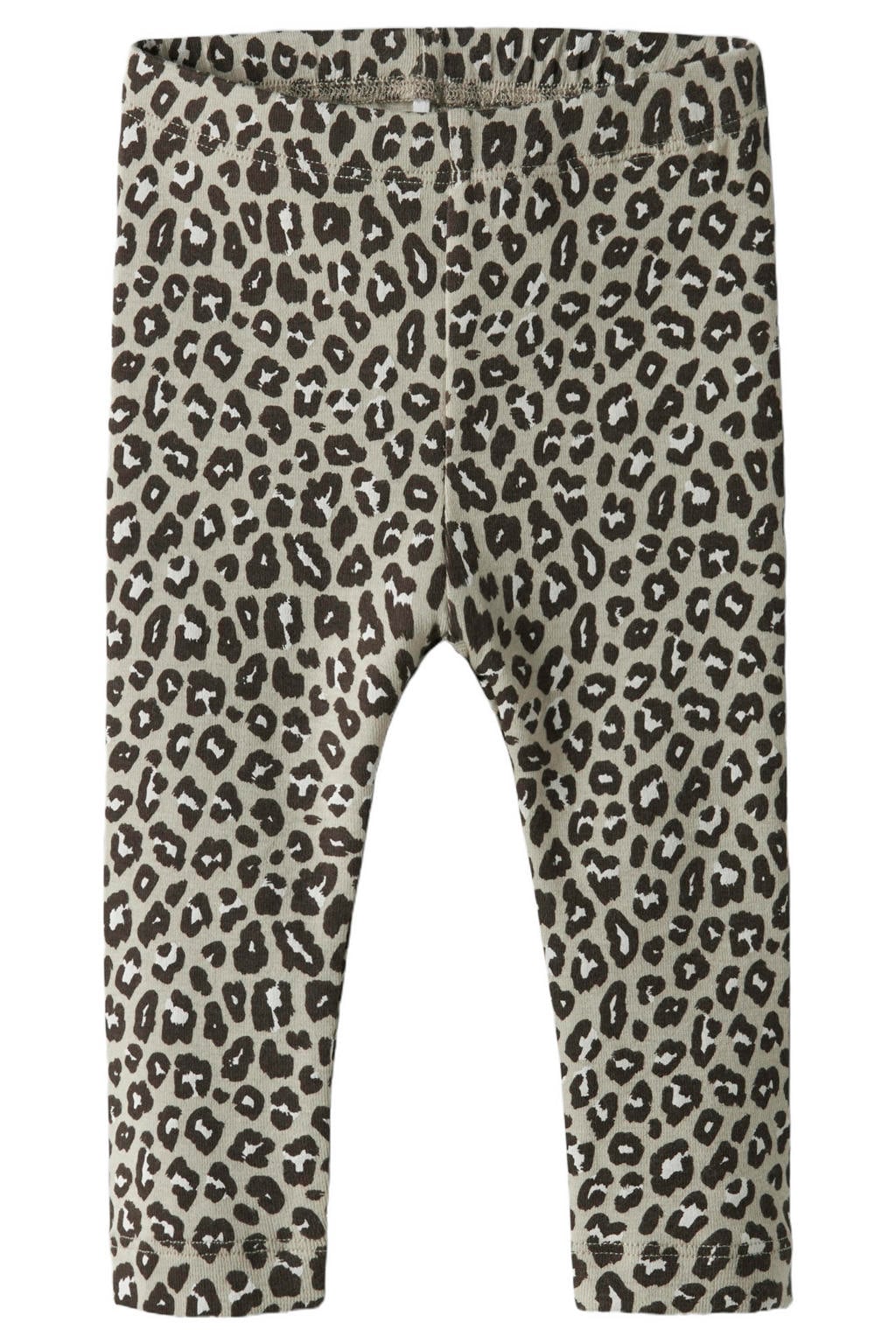 NAME IT BABY slim fit legging met panterprint - beige
