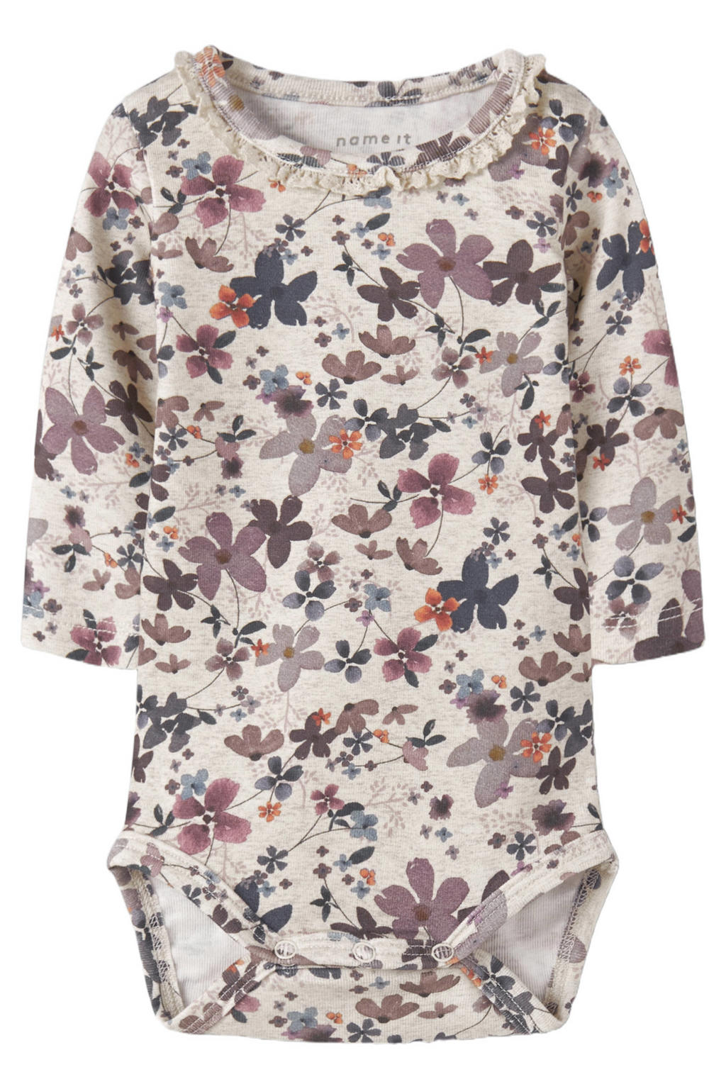 NAME IT BABY gebloemde romper - beige/roze
