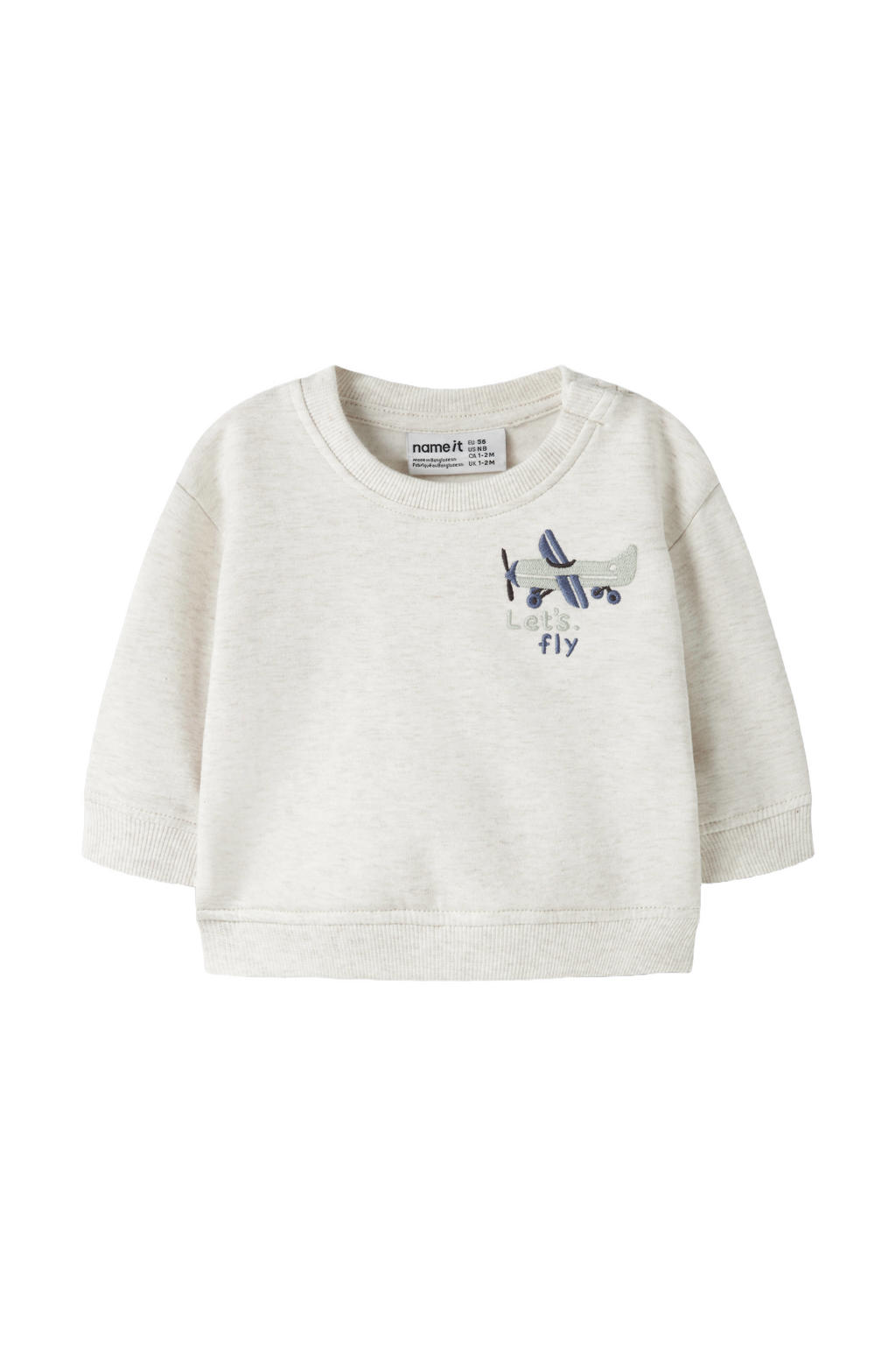 NAME IT BABY rechtvallende sweater met borduursels en print - beige