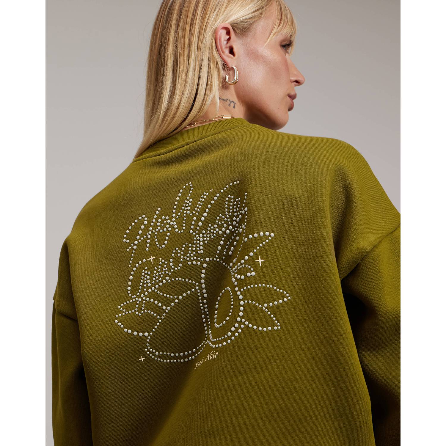 Pink Noir katoenen sweater met strass-steentjes groen