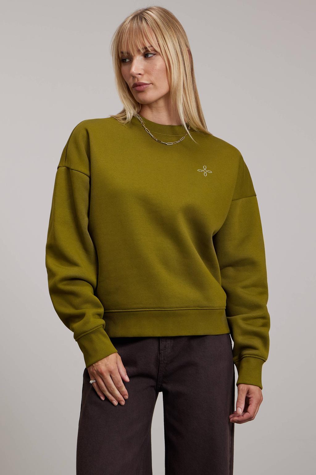 Pink Noir katoenen sweater met strass-steentjes - groen