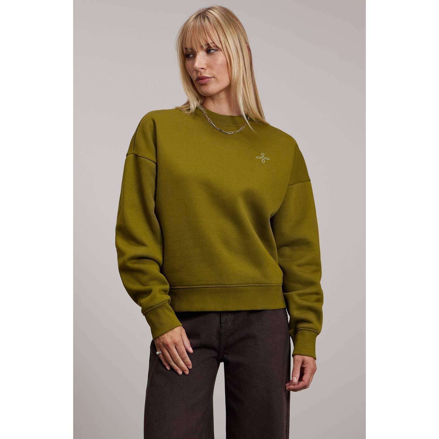 Pink Noir katoenen sweater met strass-steentjes groen