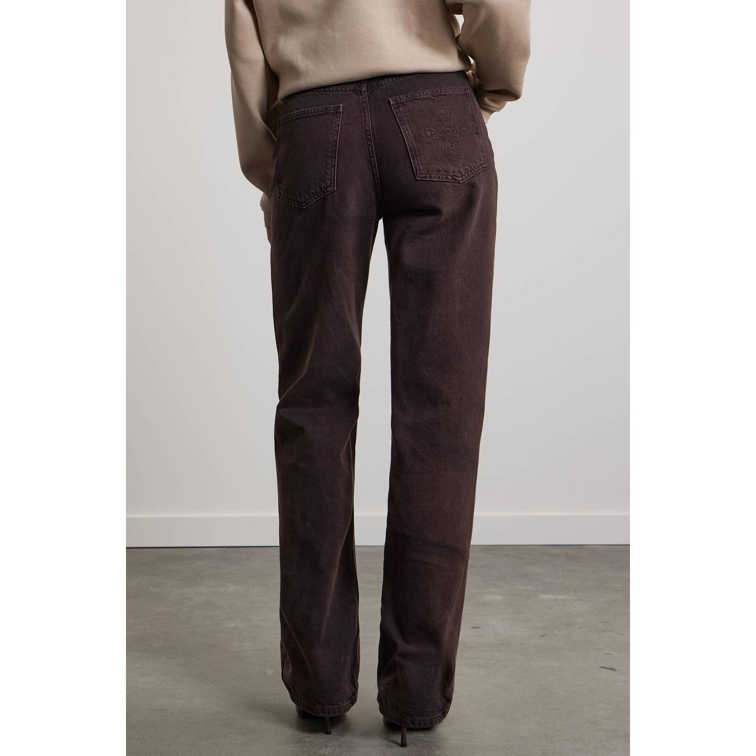 Pink Noir straight leg broek bruin