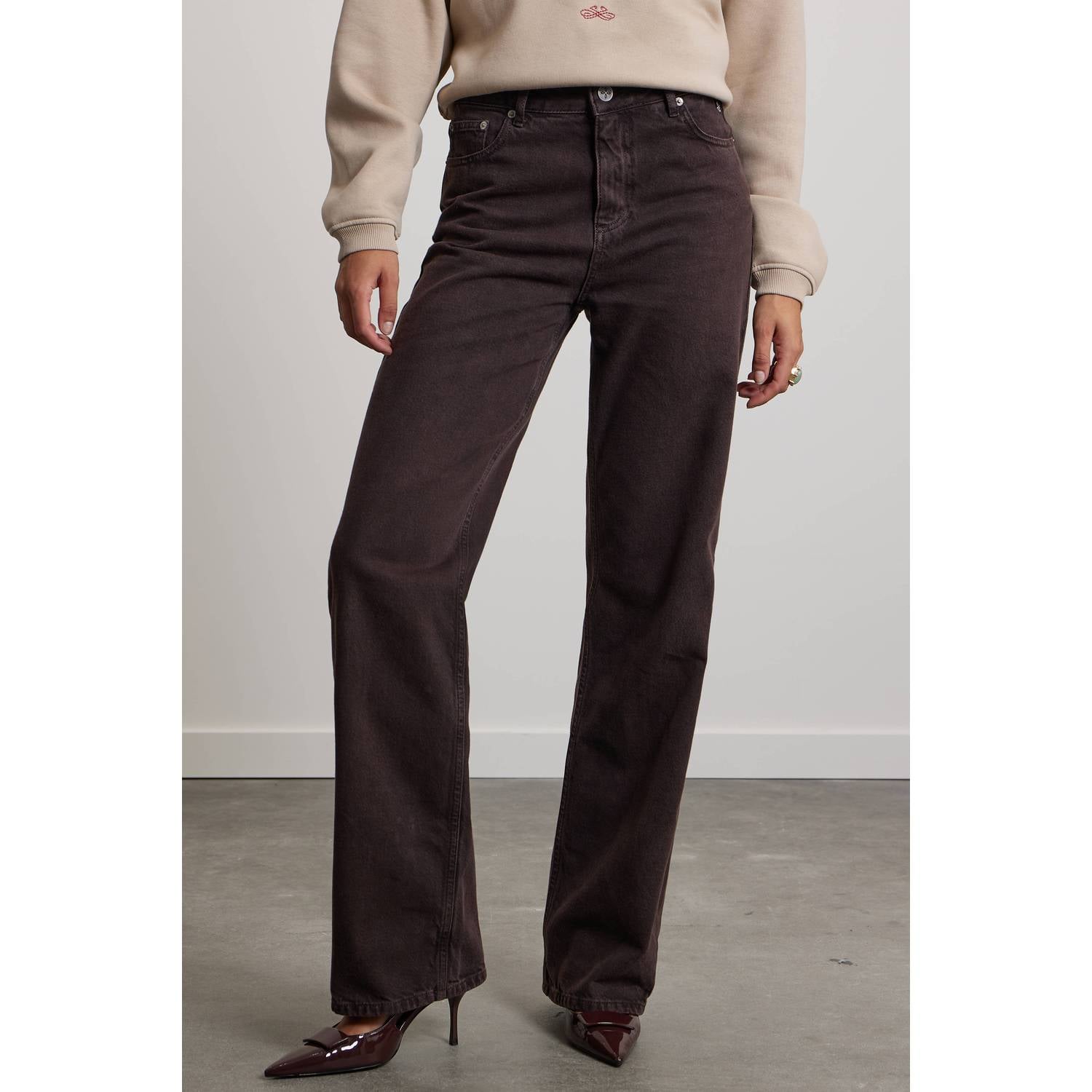 Pink Noir straight leg broek bruin