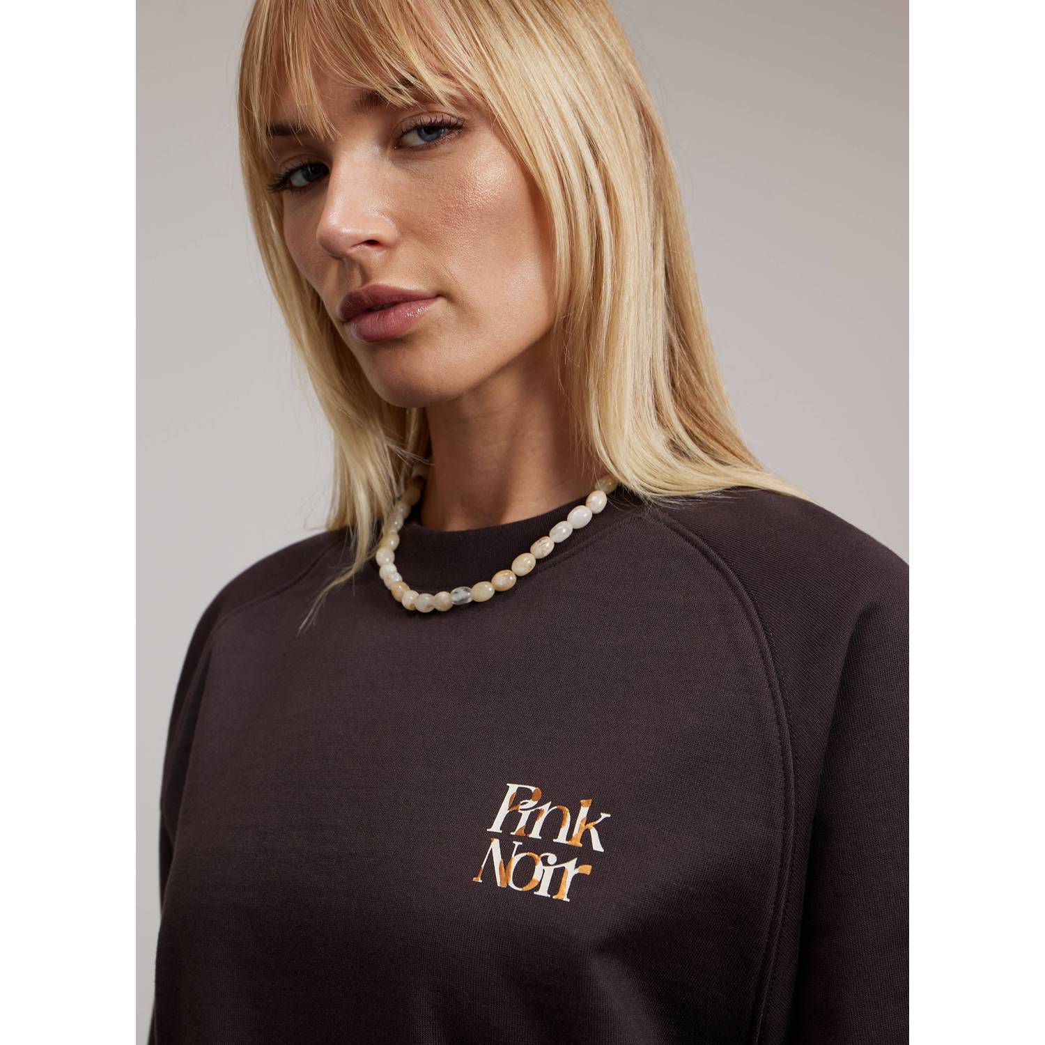Pink Noir katoenen sweater met backprint bruin