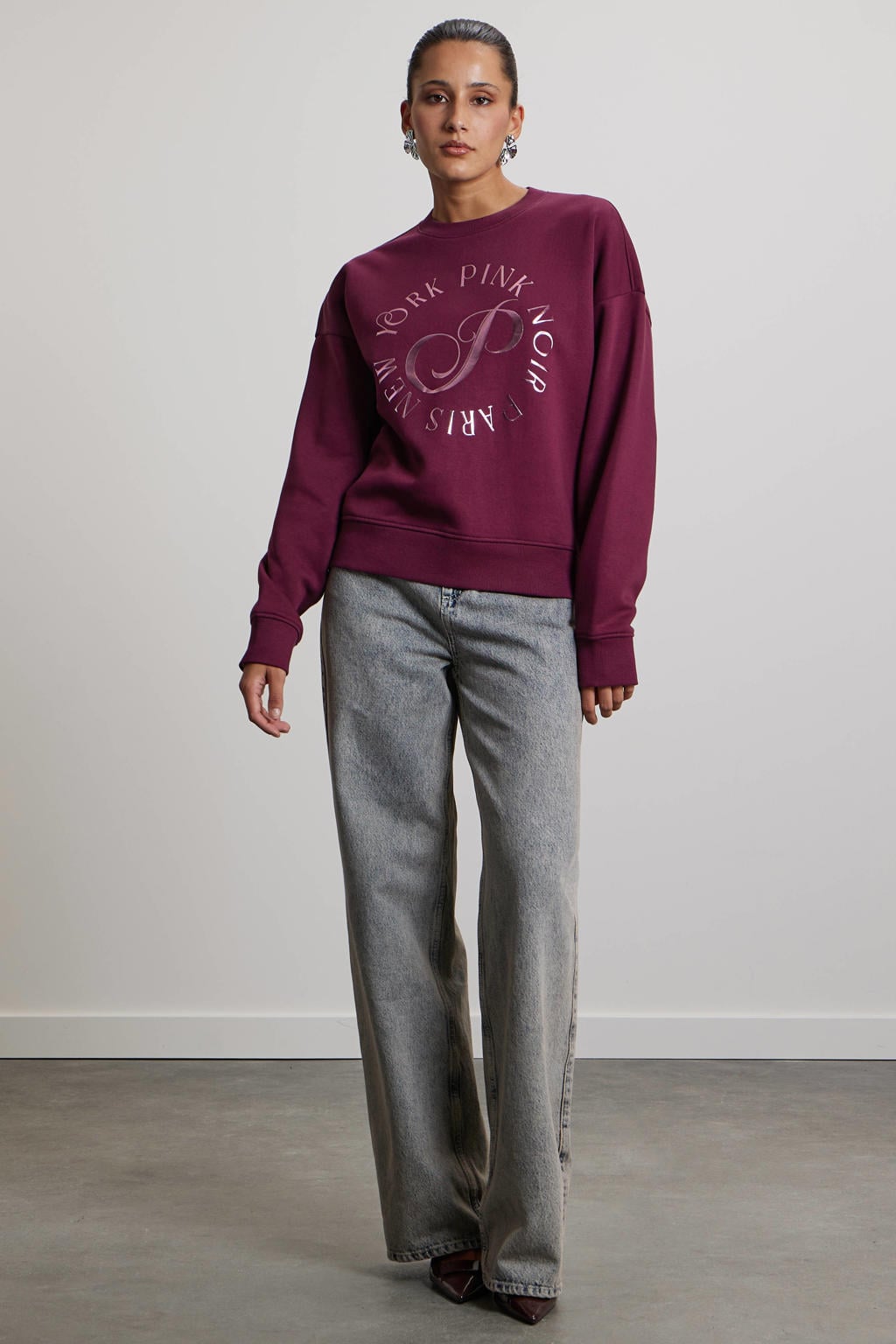 Pink Noir katoenen sweater met print - donkerrood