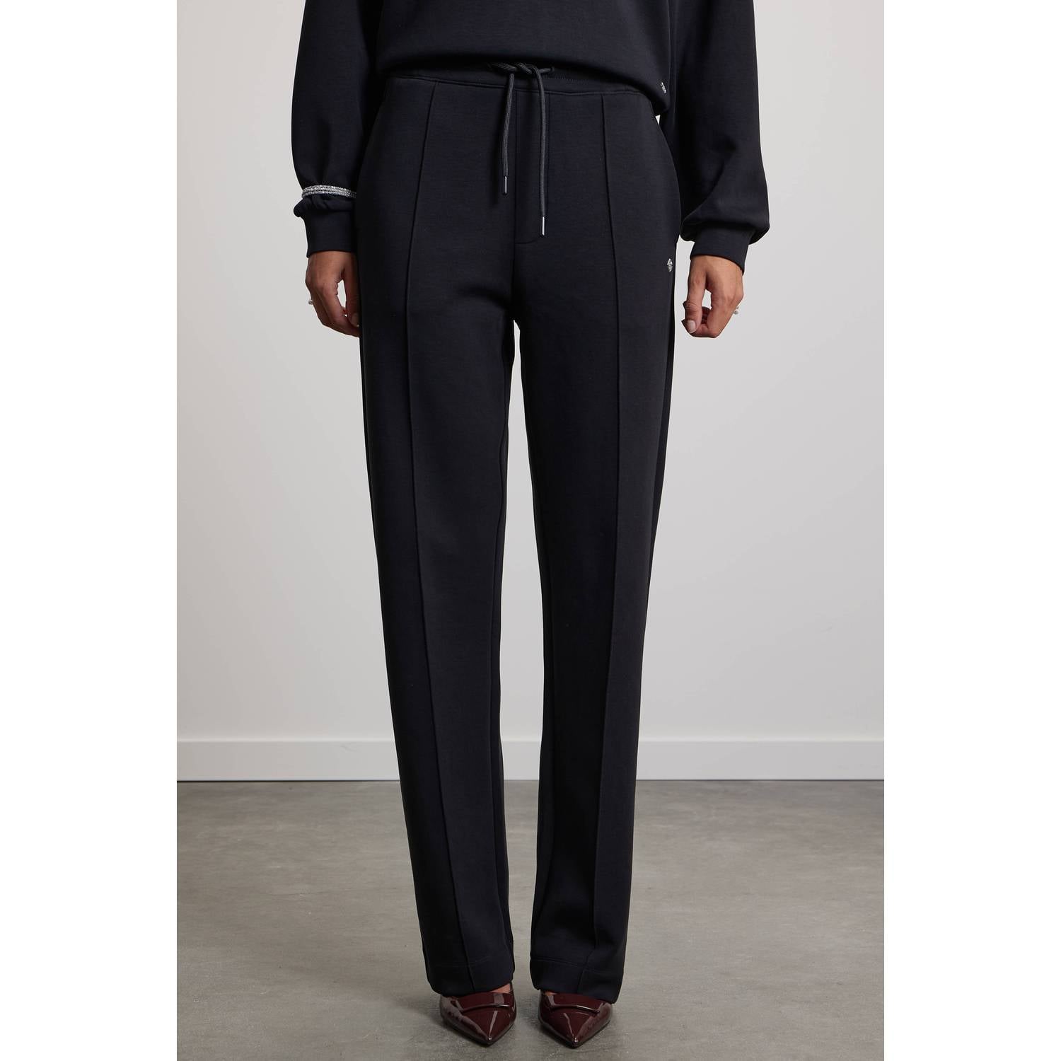 Pink Noir regular waist straight leg broek zwart