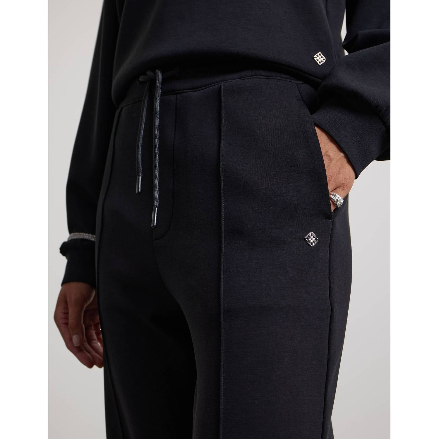 Pink Noir regular waist straight leg broek zwart