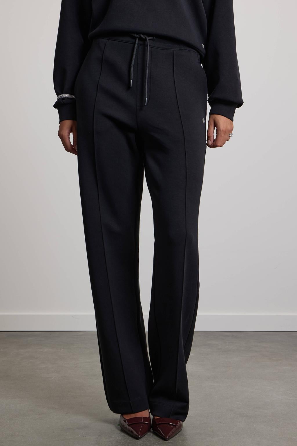 Pink Noir regular waist straight leg broek - zwart