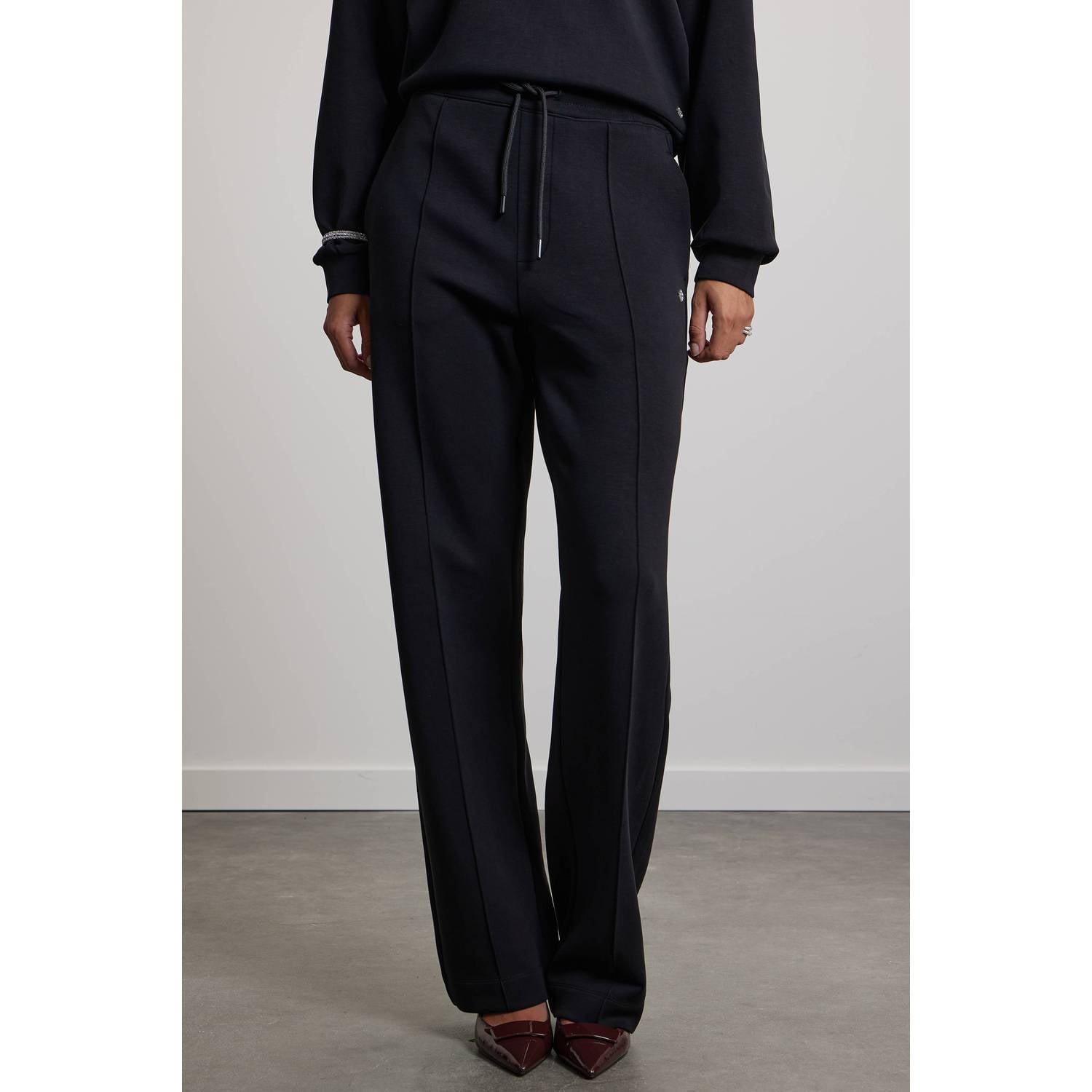 Pink Noir regular waist straight leg broek zwart
