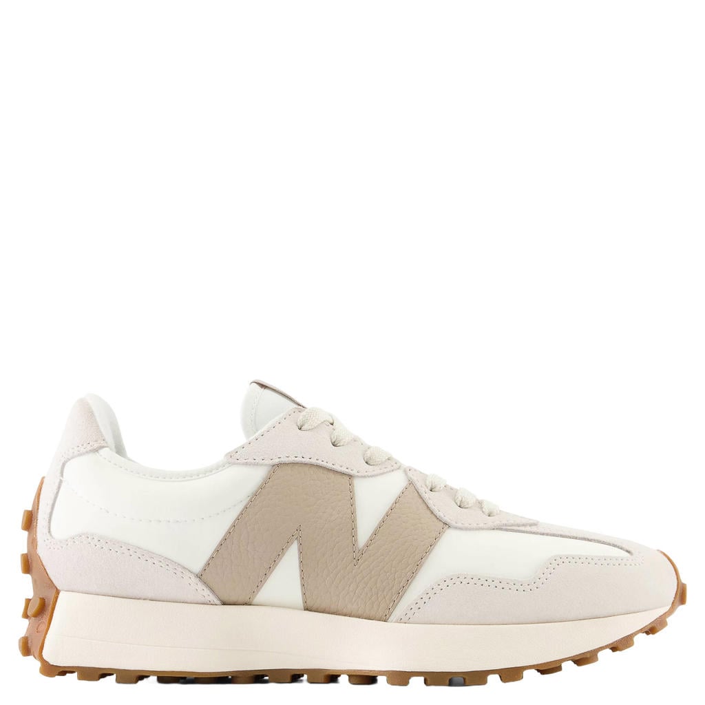 Wit en beige heren New Balance 327 mesh sneakers - van mesh-suède/voering: mesh/voetbed: eva met veters