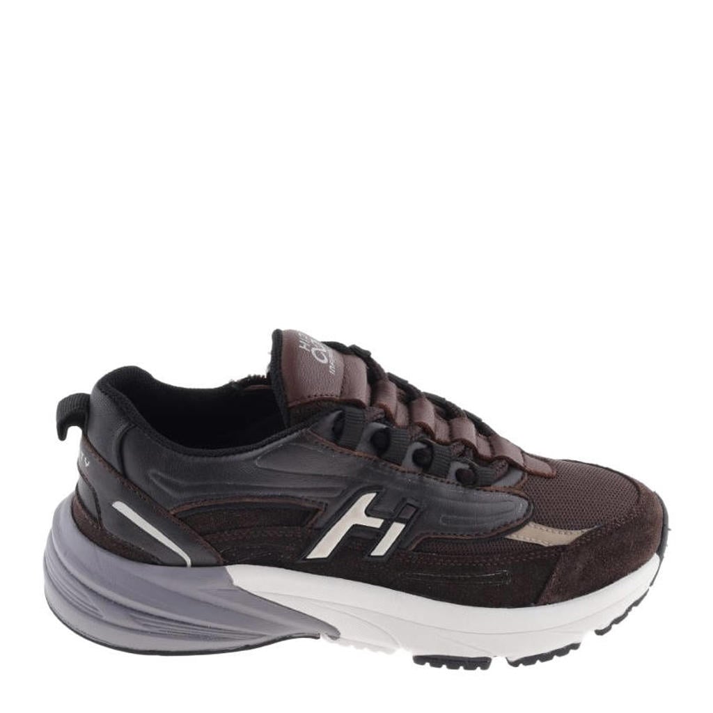 Donkerblauwe jongens Hip leren sneakers - van 70% leer/30% suède met rits- en vetersluiting