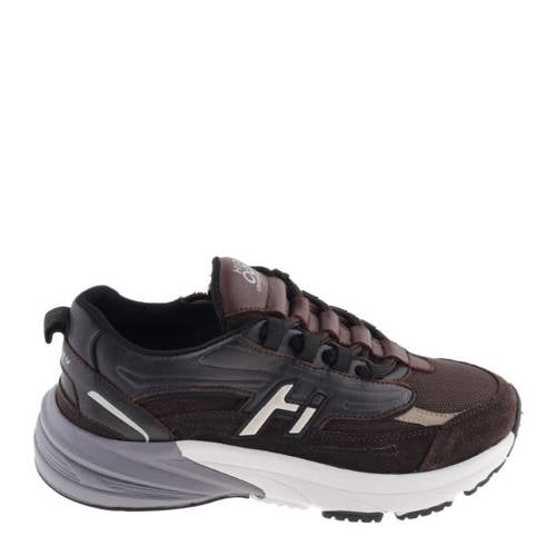 Hip leren sneakers donkerbruin