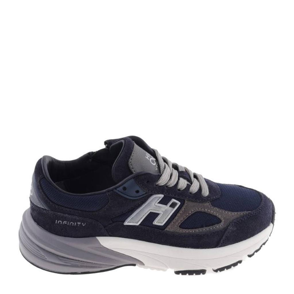 Donkerblauwe jongens Hip suède sneakers - met rits- en vetersluiting