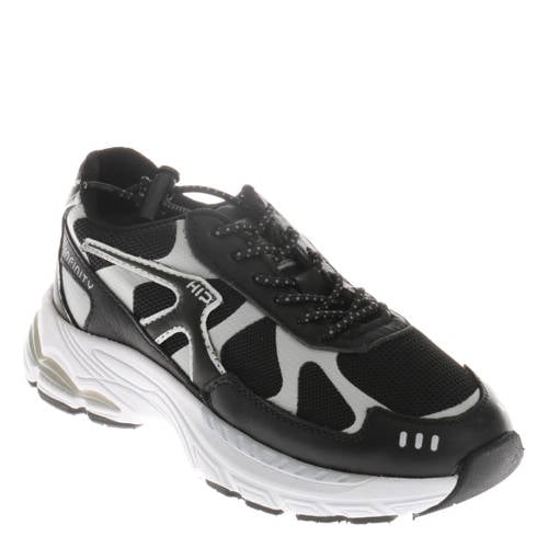 Hip leren sneakers met print zwart/wit