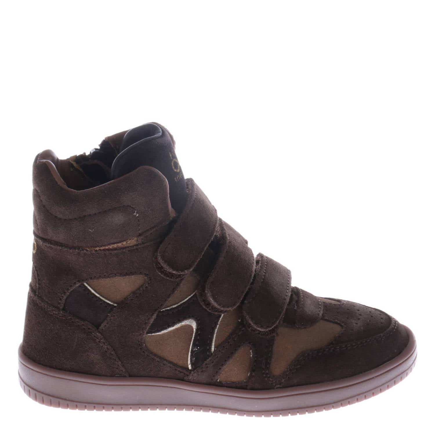 Hip suède sneakers met sleehak donkerbruin