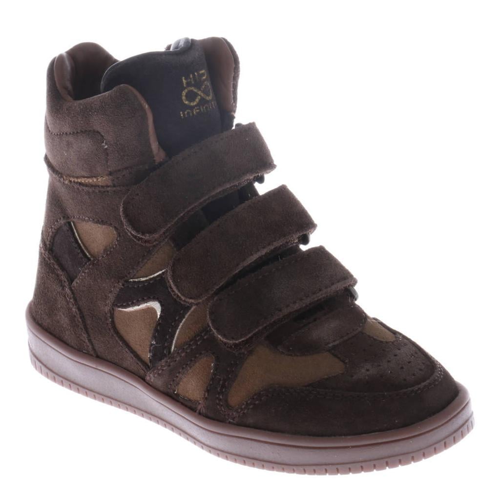 Donkerblauwe meisjes Hip suède sneakers met sleehak - met rits- en klittenbandsluiting